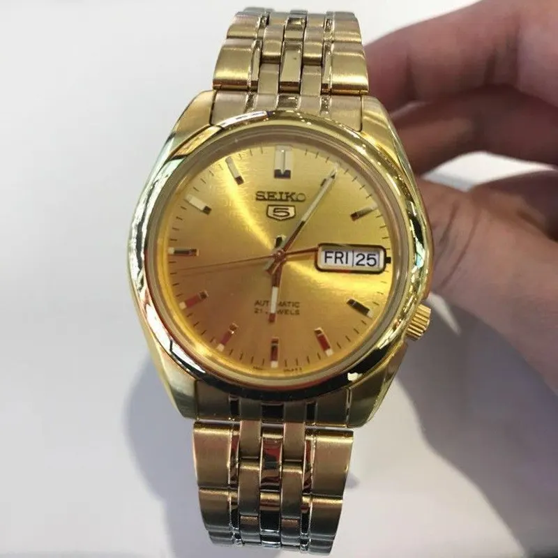 Seiko 5 Men's  Automatic Gold Dial Watch | SNK366K1